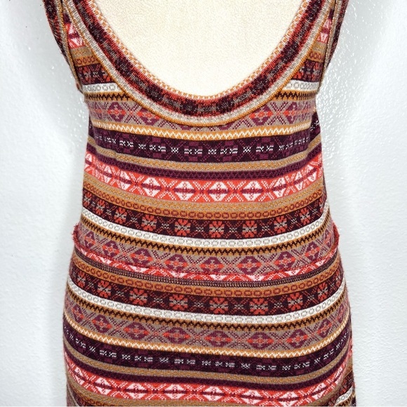 FREE PEOPLE Fair Isle Wool Blend Knit Sweater Dress Brown Sleeveless Size Large - Picture 11 of 15